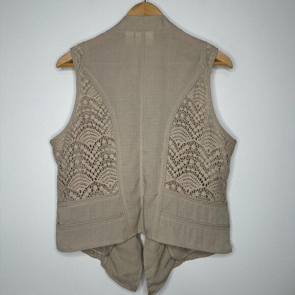 Chicos Crochet Vest Size L Lace Open Front - Picture 4 of 12